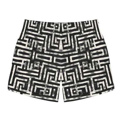 LABYRINTH Imprinted 5-6" Inseam Swim Trunks - Onyx