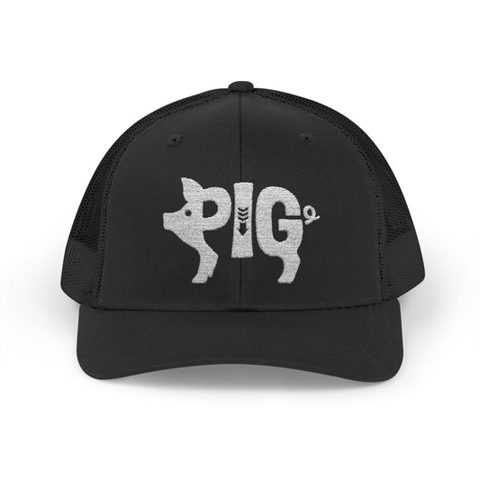 PIG Snapback Trucker Cap - Bone Silhouette Design