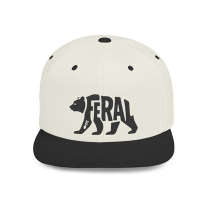 FERAL BEAR Flat Bill Snapback — Onyx Silhouette Design