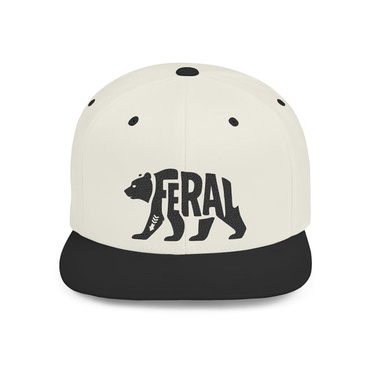 FERAL BEAR Flat Bill Snapback — Onyx Silhouette Design