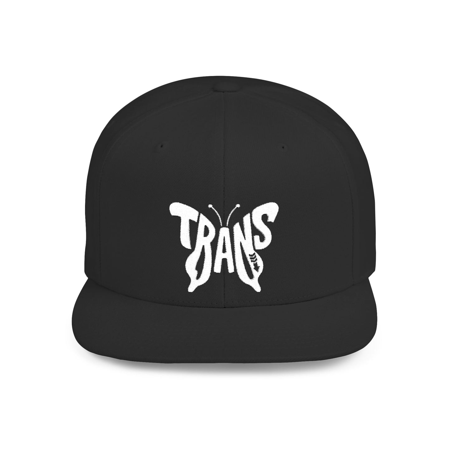 TRANS BUTTERFLY Flat Bill Snapback — Bone Silhouette Design