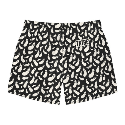 AUBERGINE Imprinted 5-6" Inseam Swim Trunks - Onyx