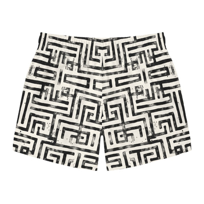 LABYRINTH Imprinted 5-6" Inseam Swim Trunks - Bone