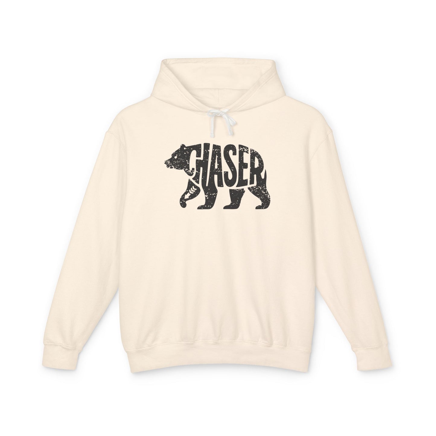 BEAR CHASER Lightweight Hoodie - Onyx Silhouette Design