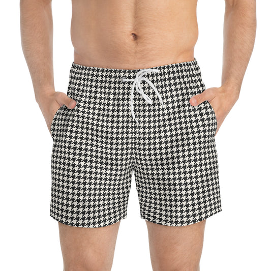 WOLFSTOOTH Imprinted 5-6" Inseam Swim Trunks - Onyx & Bone