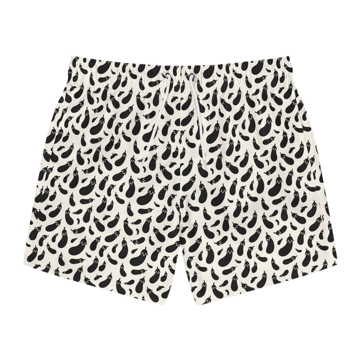 AUBERGINE Imprinted 5-6" Inseam Swim Trunks - Bone