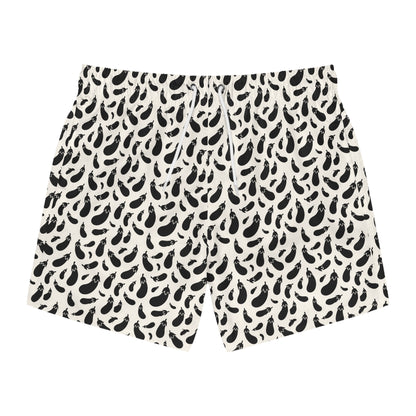 AUBERGINE Imprinted 5-6" Inseam Swim Trunks - Bone