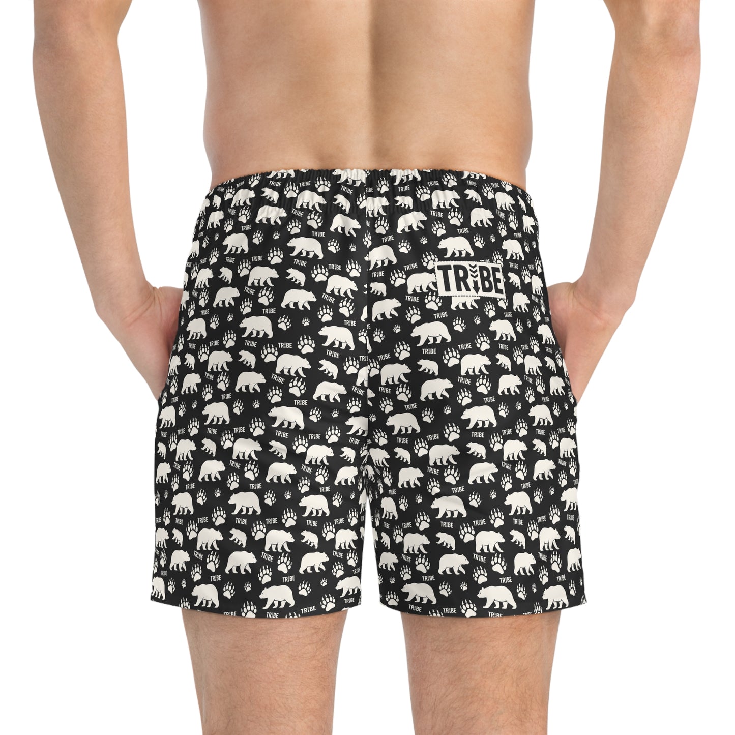 BEAR TRIBE Imprinted 5-6" Inseam Swim Trunks - Onyx