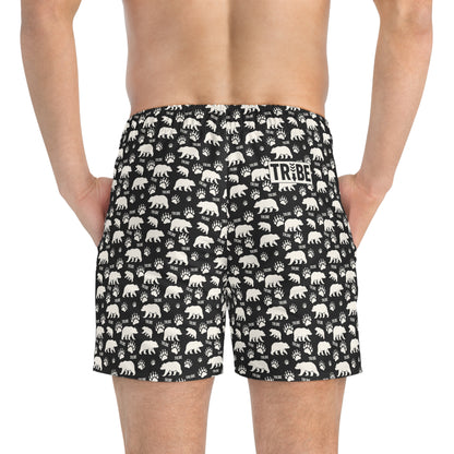 BEAR TRIBE Imprinted 5-6" Inseam Swim Trunks - Onyx