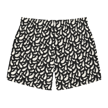 AUBERGINE Imprinted 5-6" Inseam Swim Trunks - Onyx