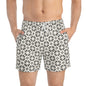 TIC-TAC-HOE Imprinted 5-6" Inseam Swim Trunks - Bone