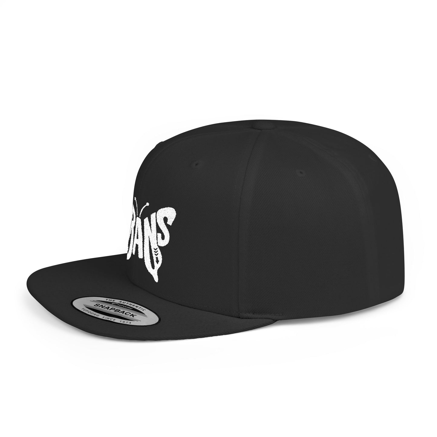 TRANS BUTTERFLY Flat Bill Snapback — Bone Silhouette Design