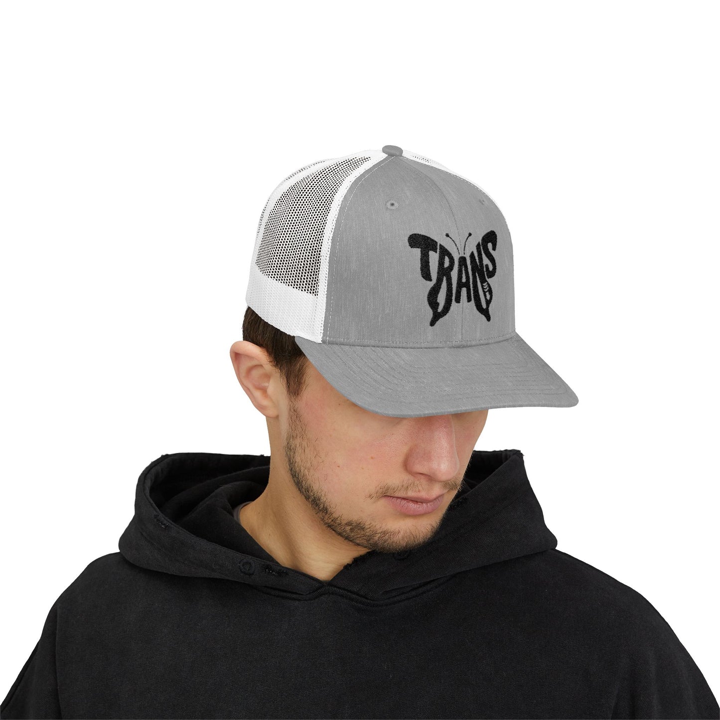 TRANS BUTTERFLY Snapback Trucker Cap - Onyx Silhouette Design
