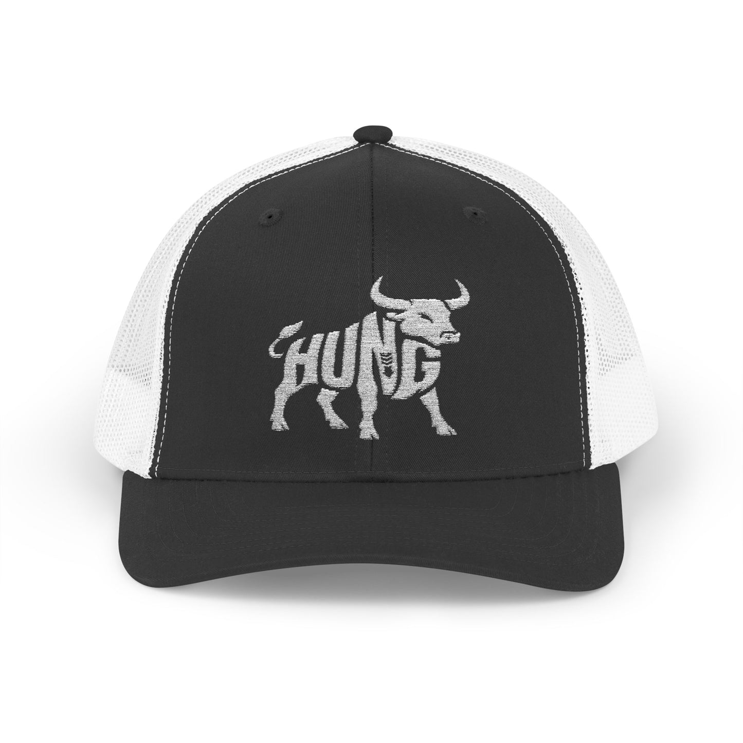 HUNG BULL Snapback Trucker Cap - Bone Silhouette Design
