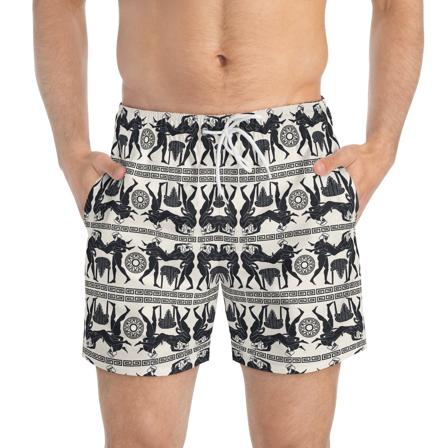 SPARTACUS Imprinted 5-6" Inseam Swim Trunks - Bone