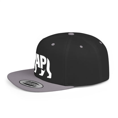 PAPI BEAR Flat Bill Snapback — Bone Silhouette Design