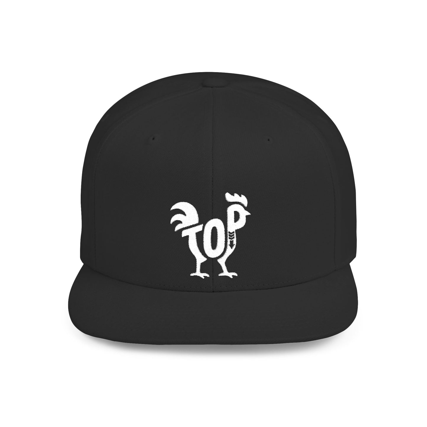 TOP COCK Flat Bill Snapback — Bone Silhouette Design
