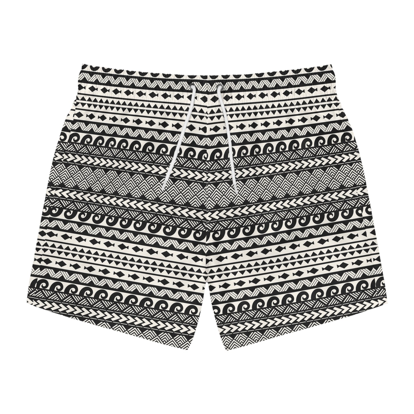 AEGEAN Imprinted 5-6" Inseam Swim Trunks - Onyx