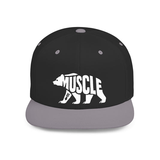 MUSCLE BEAR Flat Bill Snapback — Bone Silhouette Design