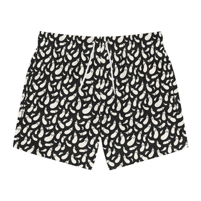 AUBERGINE Imprinted 5-6" Inseam Swim Trunks - Onyx