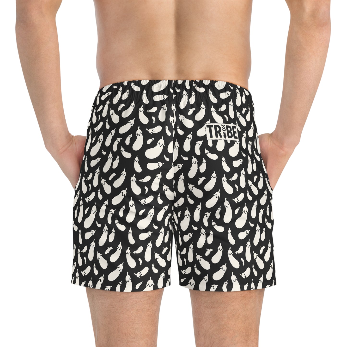AUBERGINE Imprinted 5-6" Inseam Swim Trunks - Onyx