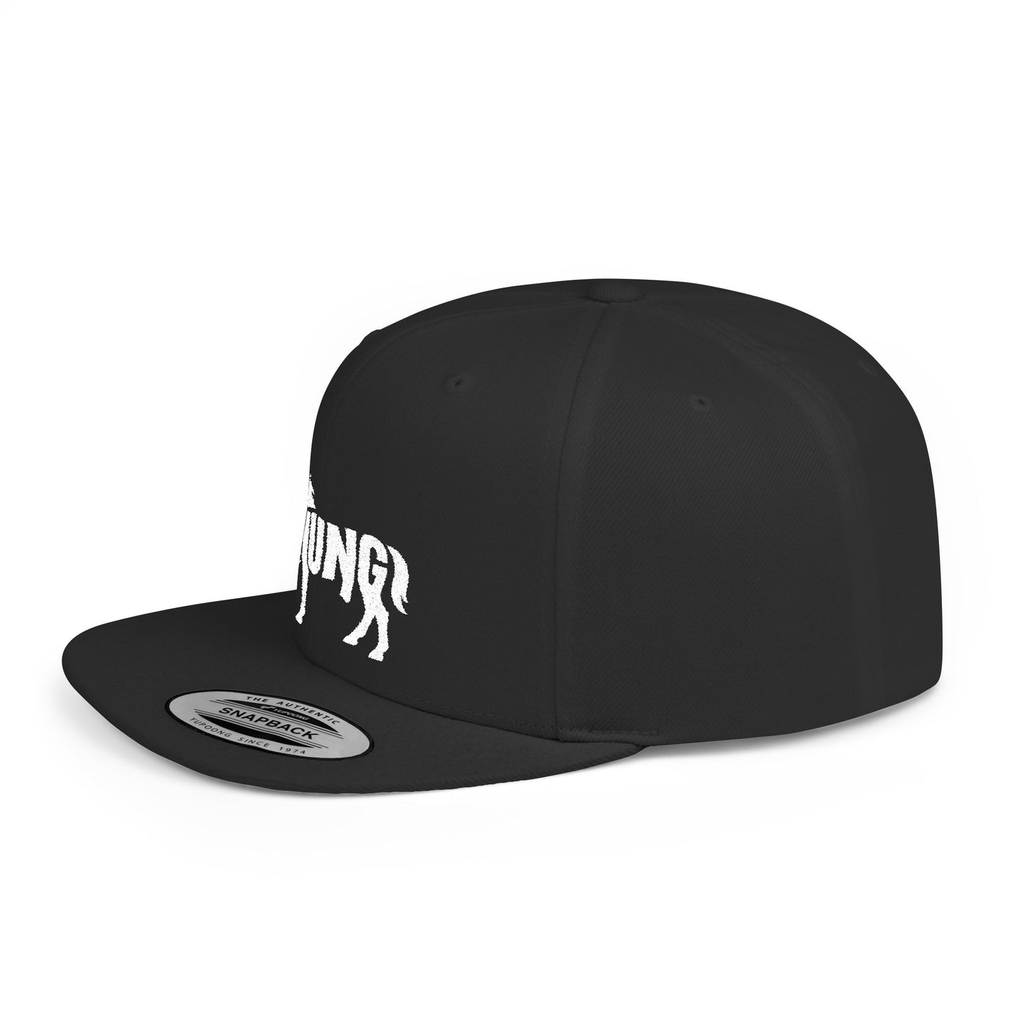HUNG HORSE Flat Bill Snapback — Bone Silhouette Design