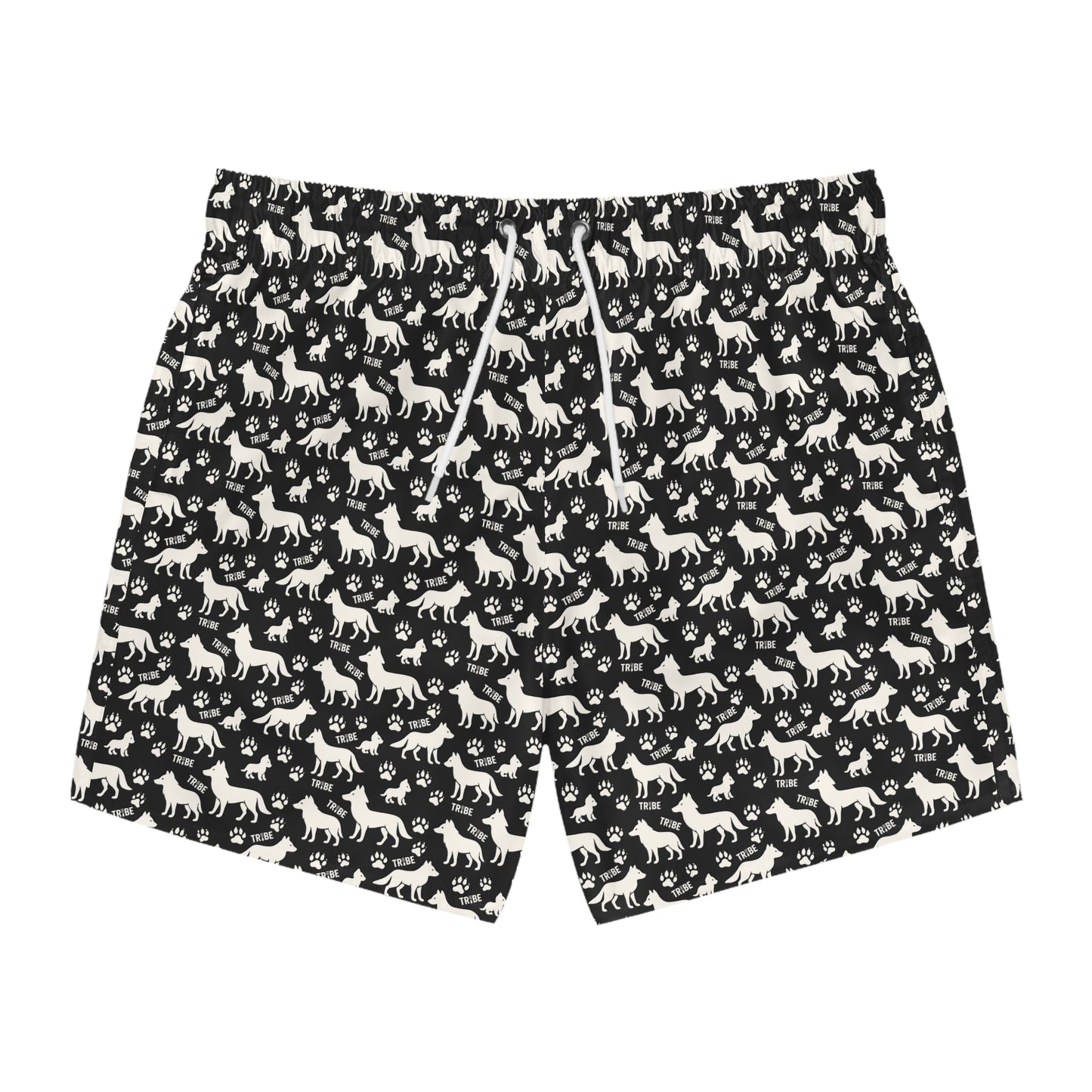 WOLF TRIBE Imprinted 5-6" Inseam Swim Trunks - Onyx