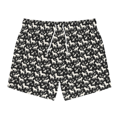 WOLF TRIBE Imprinted 5-6" Inseam Swim Trunks - Onyx