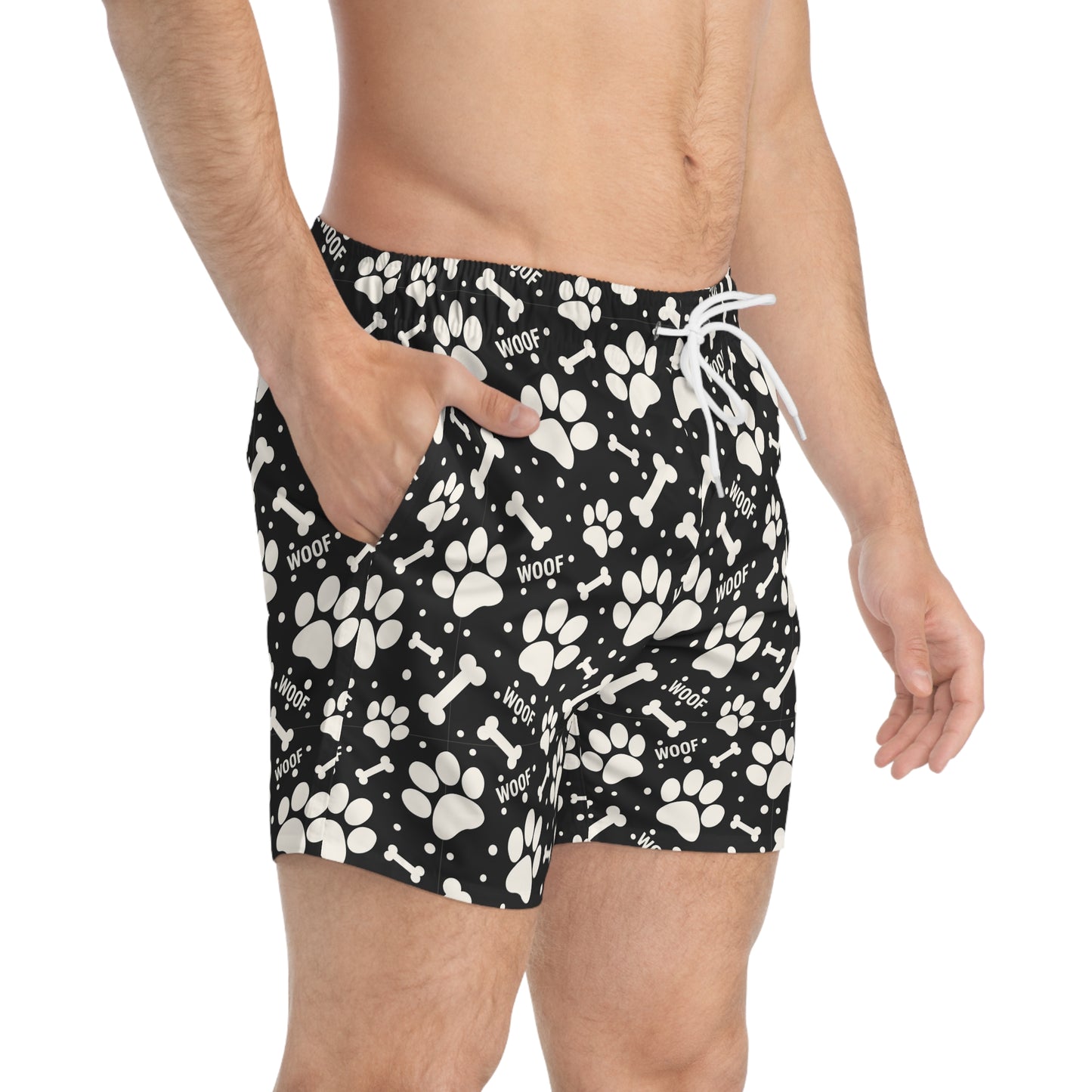 PAWFECT PUP Imprinted 5-6" Inseam Swim Trunks - Onyx