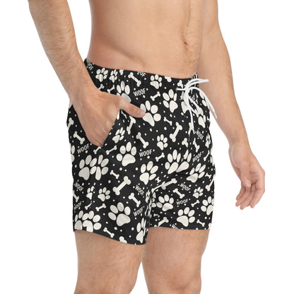 PAWFECT PUP Imprinted 5-6" Inseam Swim Trunks - Onyx