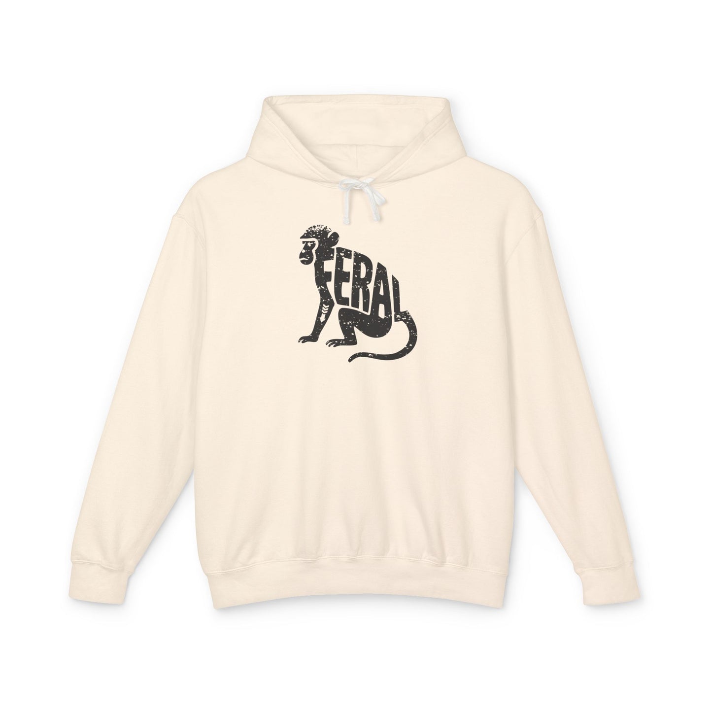 FERAL MONKEY Lightweight Hoodie - Onyx Silhouette Design