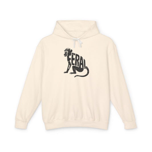 FERAL MONKEY Lightweight Hoodie - Onyx Silhouette Design