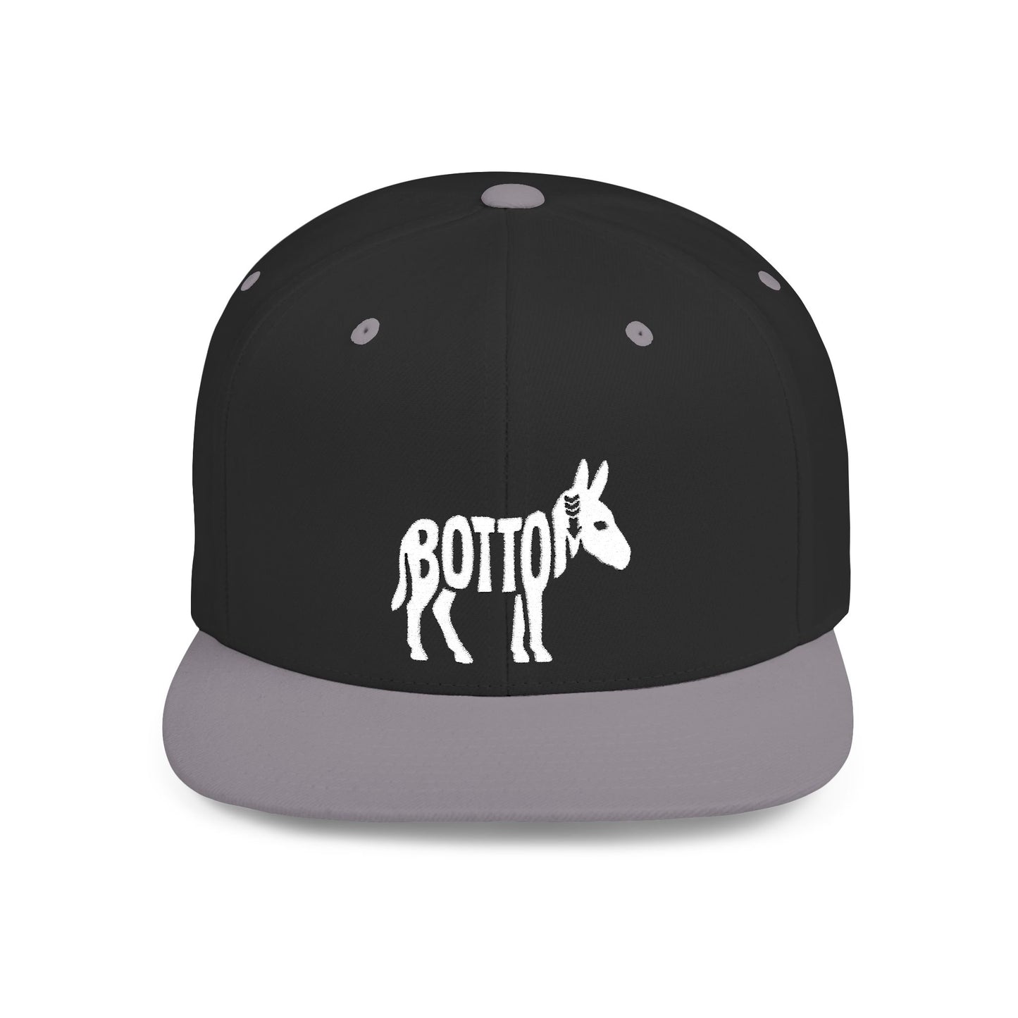 BOTTOM ASS Flat Bill Snapback — Bone Silhouette Design