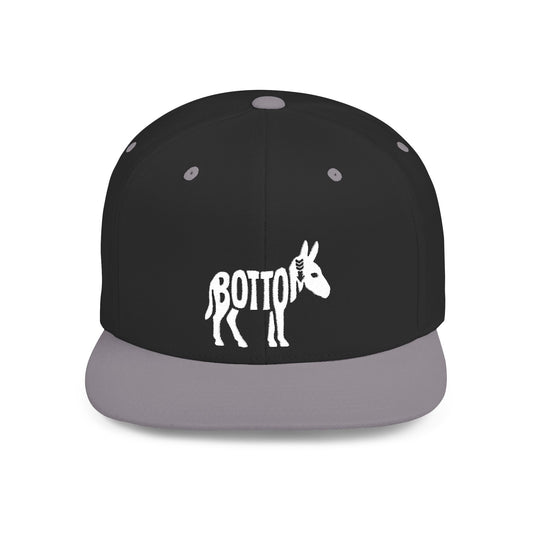 BOTTOM ASS Flat Bill Snapback — Bone Silhouette Design