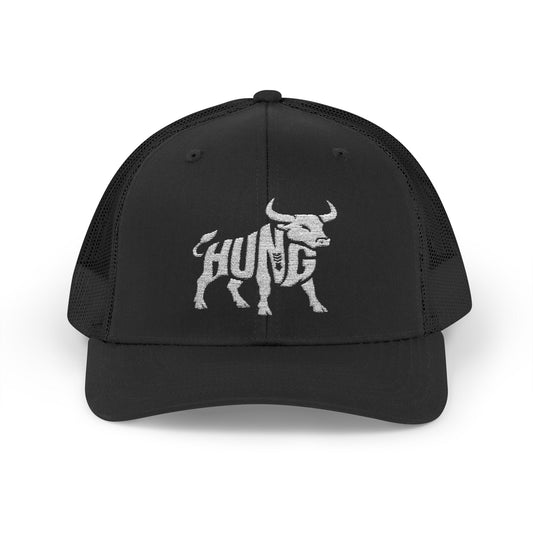 HUNG BULL Snapback Trucker Cap - Bone Silhouette Design