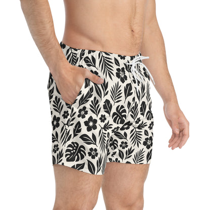 PARADISE Imprinted 5-6" Inseam Swim Trunks - Bone