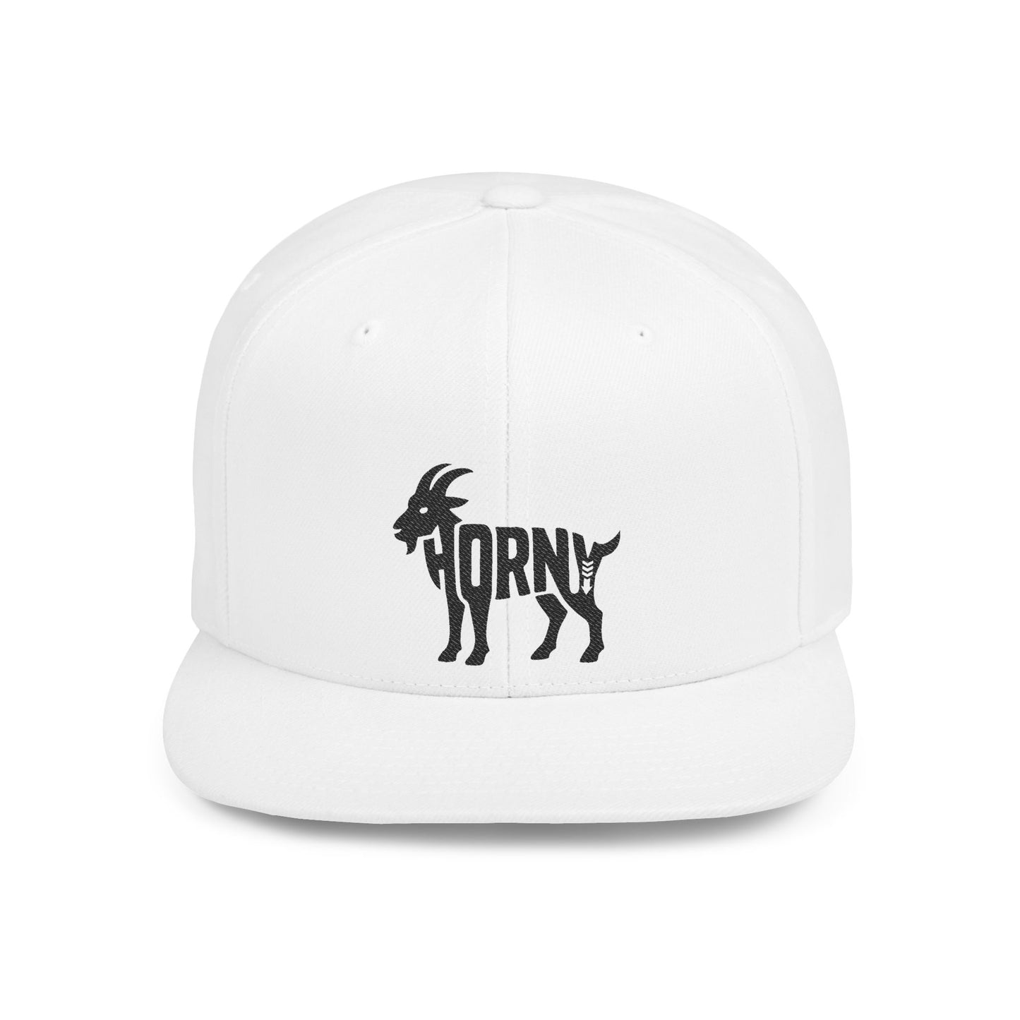 HORNY GOAT Flat Bill Snapback — Onyx Silhouette Design