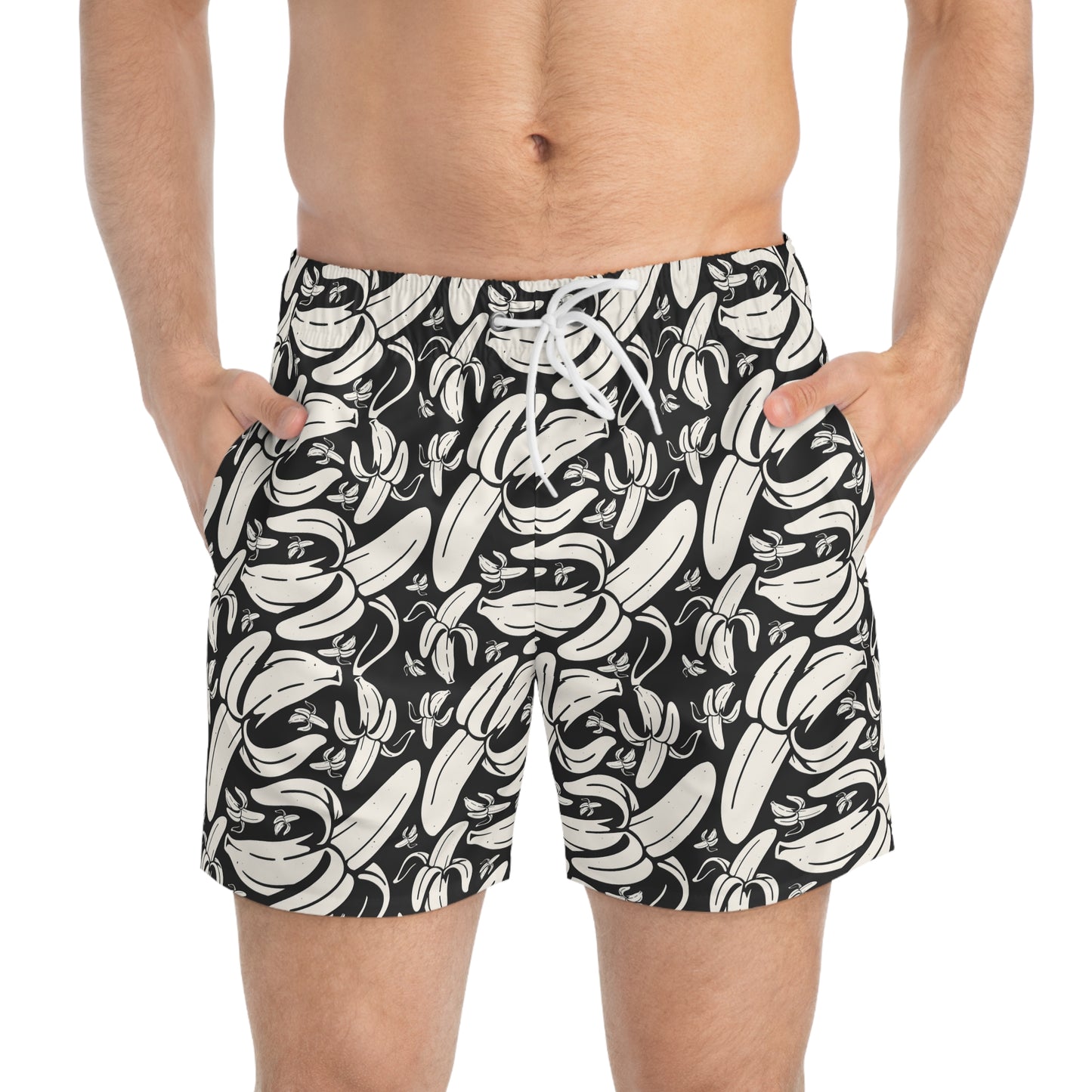 SHIT IS BANANAS Imprinted 5-6" Inseam Swim Trunks - Onyx