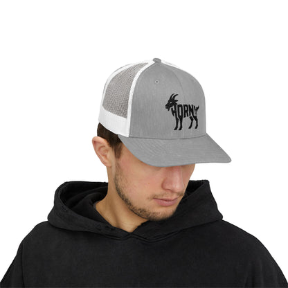 HORNY GOAT Snapback Trucker Cap - Onyx Silhouette Design