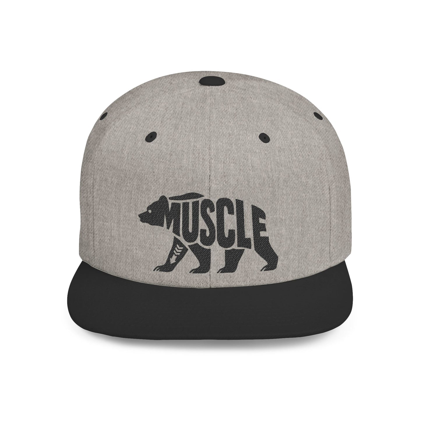 MUSCLE BEAR Flat Bill Snapback — Onyx Silhouette Design