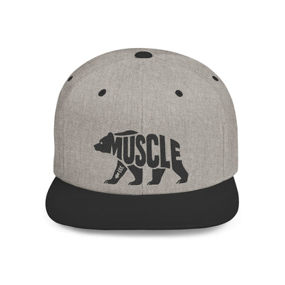 MUSCLE BEAR Flat Bill Snapback — Onyx Silhouette Design