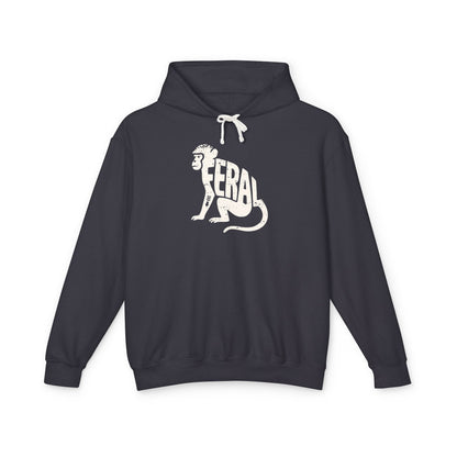 FERAL MONKEY Lightweight Hoodie - Bone Silhouette Design