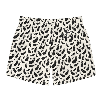AUBERGINE Imprinted 5-6" Inseam Swim Trunks - Bone