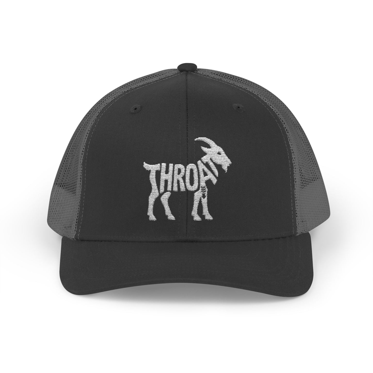 THROAT GOAT Snapback Trucker Cap - Bone Silhouette Design