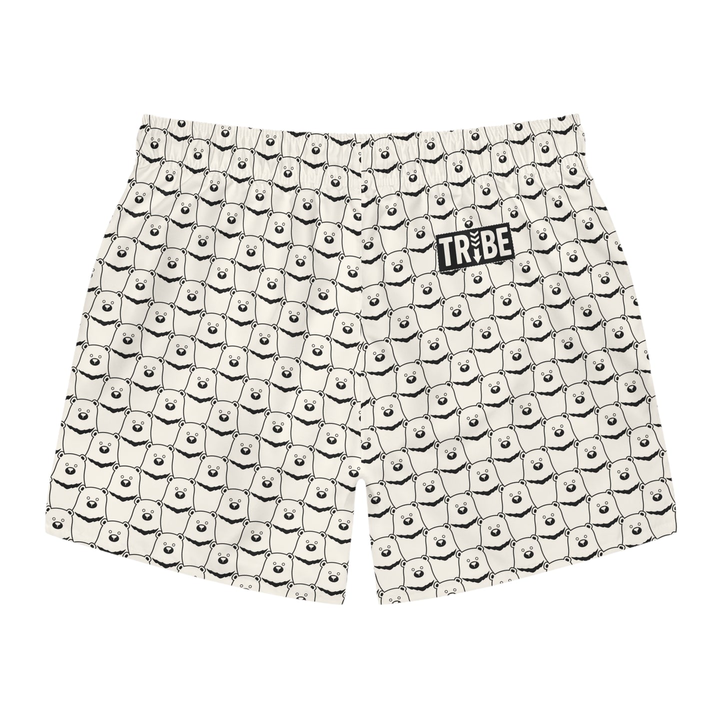 BEAR STARE Imprinted 5-6" Inseam Swim Trunks - Bone