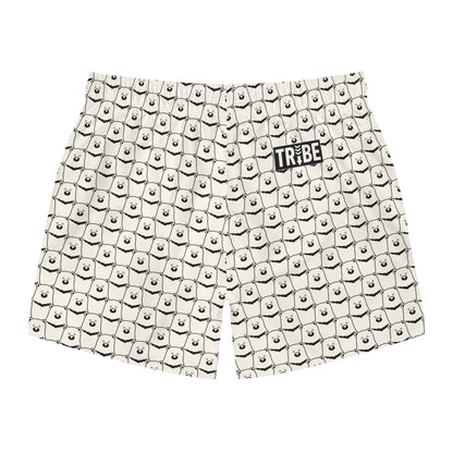 BEAR STARE Imprinted 5-6" Inseam Swim Trunks - Bone