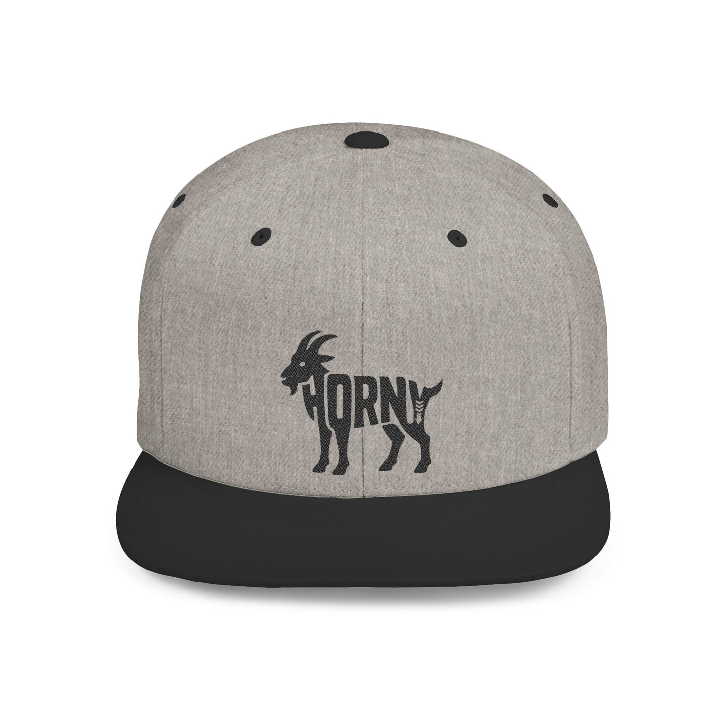 HORNY GOAT Flat Bill Snapback — Onyx Silhouette Design