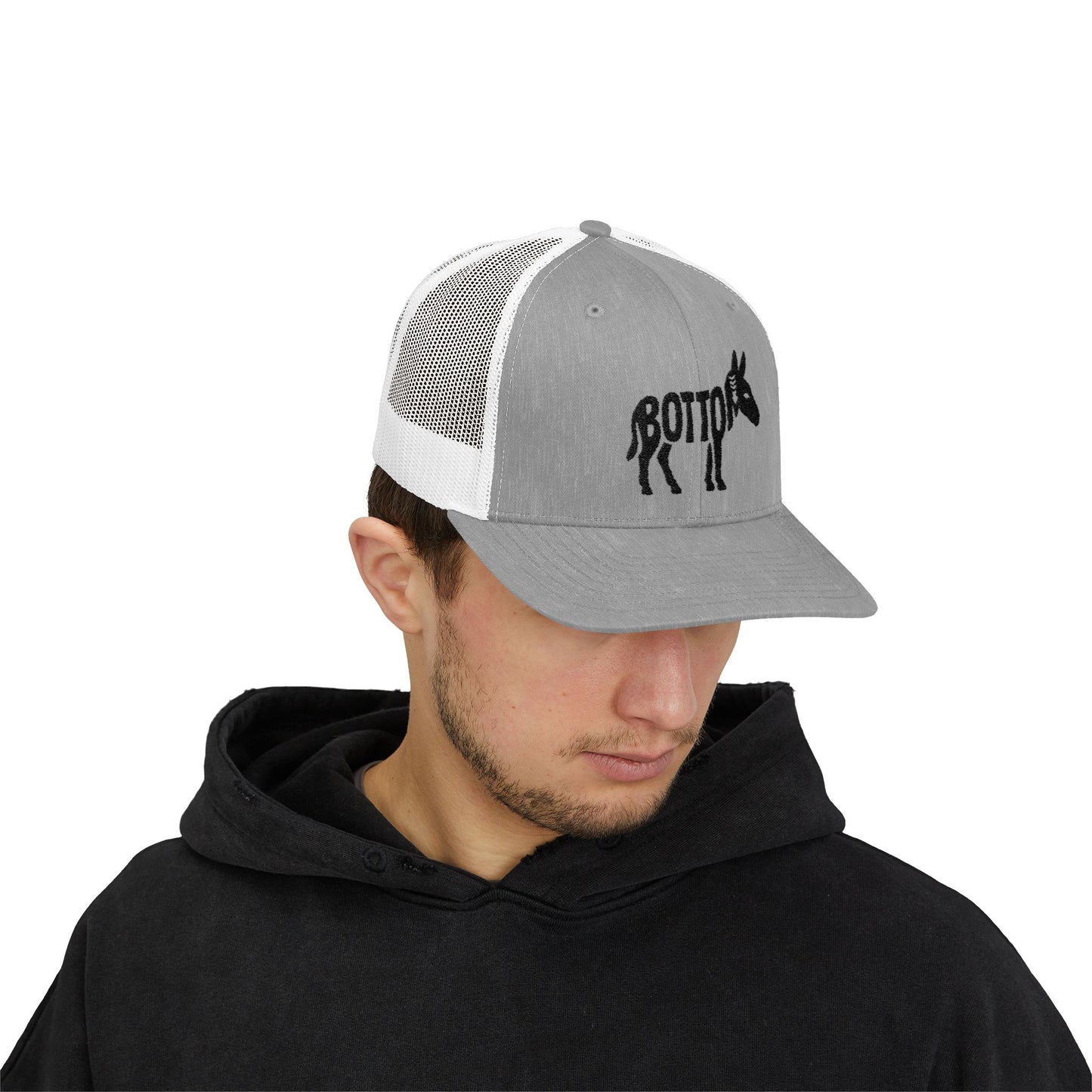BOTTOM ASS Snapback Trucker Cap - Onyx Silhouette Design
