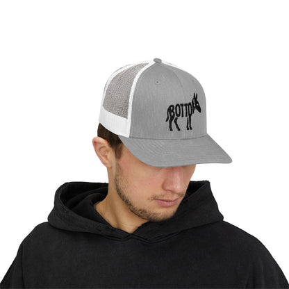 BOTTOM ASS Snapback Trucker Cap - Onyx Silhouette Design