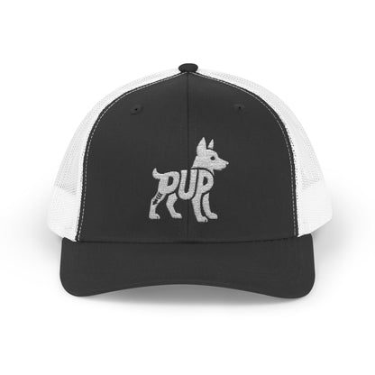 PUP Snapback Trucker Cap - Bone Silhouette Design